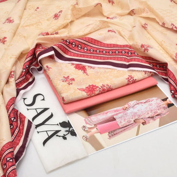 3-Piece Printed Lawn Suit – Festive Elegance
