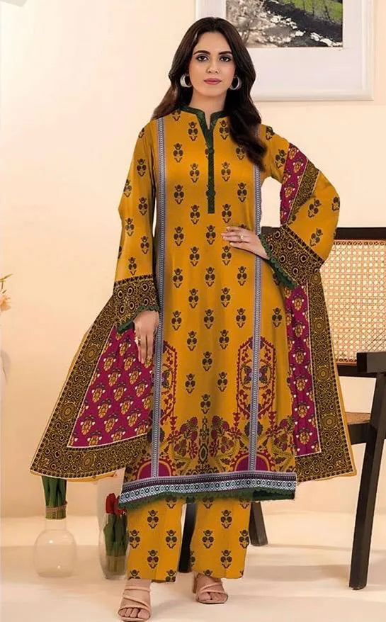 Luxury Printed Dobby Lawn 3-Piece Suit with Lawn Dupatta