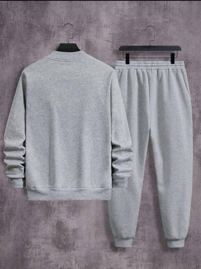 “Steel Grey Elite – Men’s Fleece Zipper Tracksuit (2-Piece Set)”