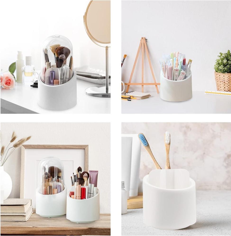 Acrylic Makeup Brush Organizer – 3 Compartment Clear Holder for Neat & Stylish Storage