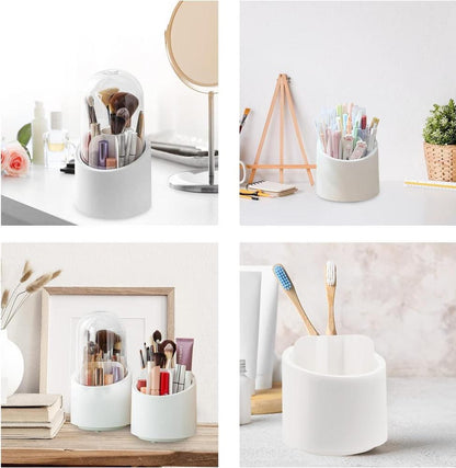 Acrylic Makeup Brush Organizer – 3 Compartment Clear Holder for Neat & Stylish Storage