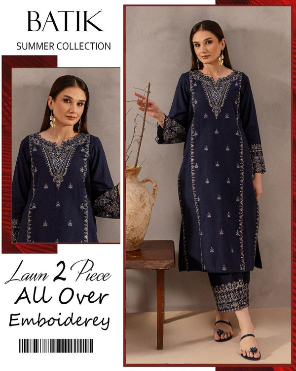 Sapphire Luxe – 2-Piece Fully Embroidered Lawn Suit | Blue