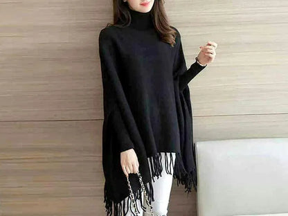 "✨Black Cozy Fleece Poncho – Warm, Chic & Ready-to-Wear!✨"