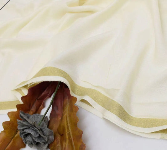 "✨Elegant Off-White Pashmina Wool Shawl – Zari Tilla Detailing for Timeless Charm✨"