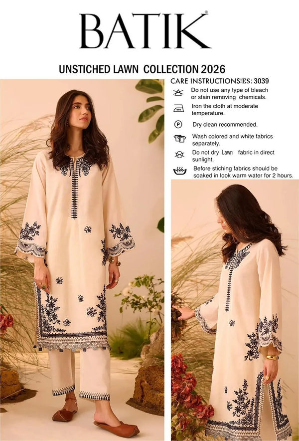 2-Piece Embroidered Lawn Suit – Elegant & Refined