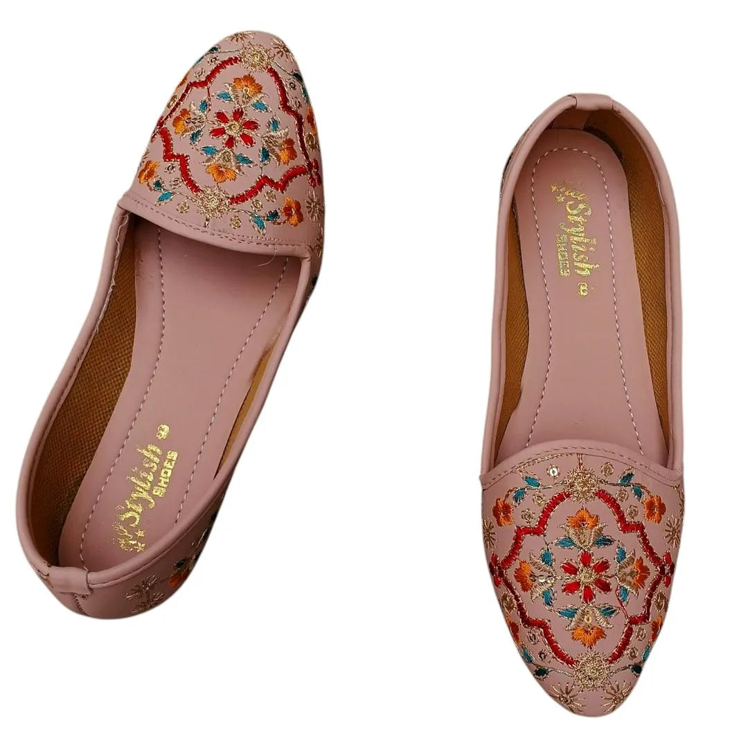 “Blush Charm – Pink Thread-Work Formal Pumps for Women”