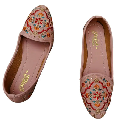 “Blush Charm – Pink Thread-Work Formal Pumps for Women”