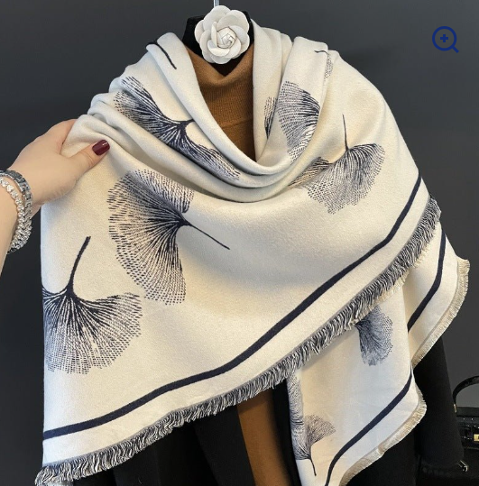 Ginkgo Leaf Imitation Cashmere Square Scarf – Elegant & Cozy