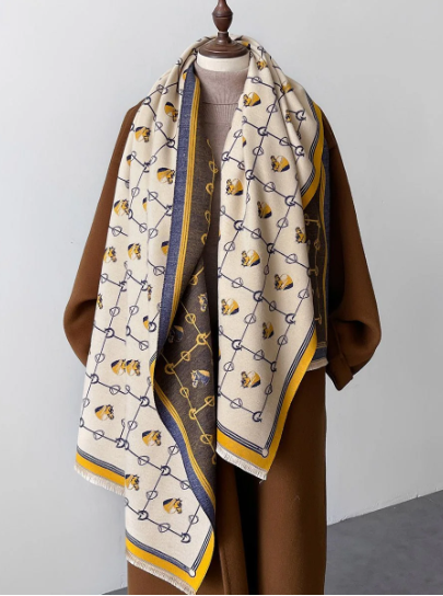 VelvetTouch™ Tie-Dye Imitation Cashmere Shawl – Warm, Stylish Wrap in Green, Pink, Orange & Yellow