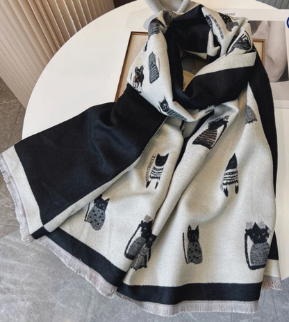 Imitation Cashmere Cat Print Scarf – Warm, Stylish & Protective