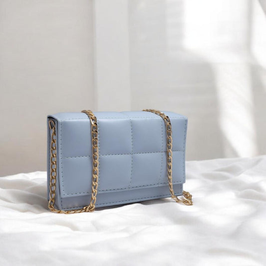 ✨ "Sky Blue Embroidered Crossbody Bag – Chic Chain Style + FREE Delivery"