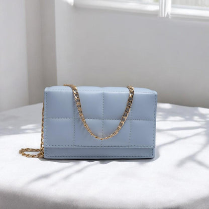 ✨ "Sky Blue Embroidered Crossbody Bag – Chic Chain Style + FREE Delivery"