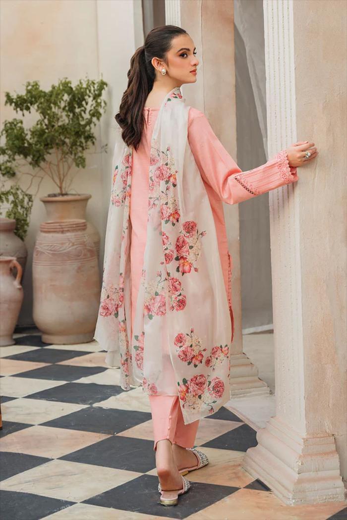 Premium Peach Dhanak Embroidered 3-Piece Winter Suit – Pashmina Digital Dupatta Elegance