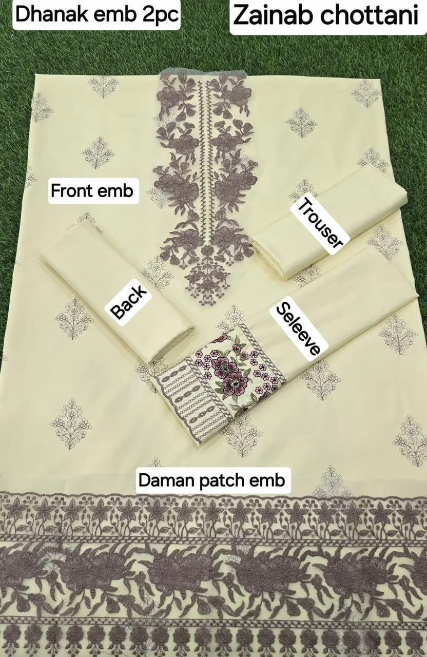 Elegant Off-White Dhanak Embroidered 2-Piece Winter Suit – Timeless Grace Edition