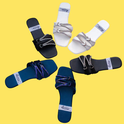 “GlamHivePK™ Satin Rhinestone Flats – Chic Casual & Formal Women’s Wear 💎 | Free Delivery 🚚”