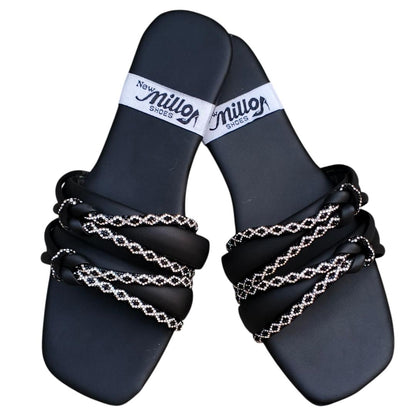 “GlamHivePK™ Satin Rhinestone Flats – Chic Casual & Formal Women’s Wear 💎 | Free Delivery 🚚”