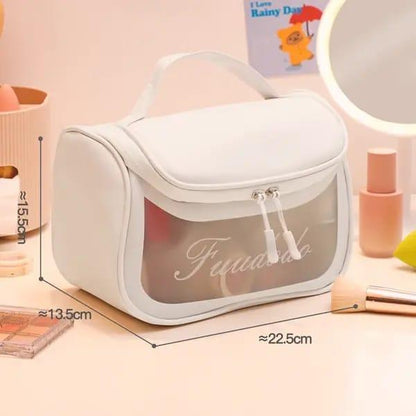 White PVC Makeup Organizer Bag – Waterproof, Stylish & Travel-Ready Storage Pouch