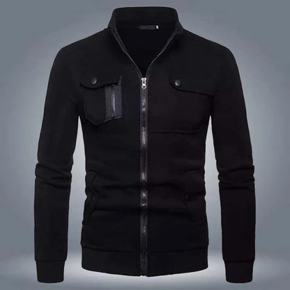 💎 Men’s Black Fleece Bomber Jacket – Stylish, Warm & Modern Comfort