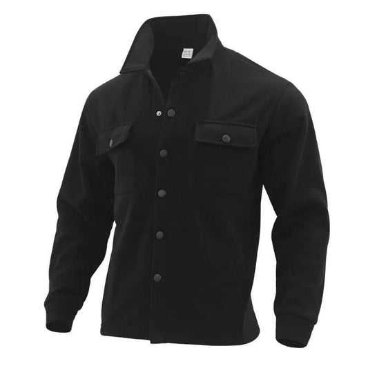 🖤 Iconic Men’s Black Fleece Collared Jacket | Classic Winter Essential