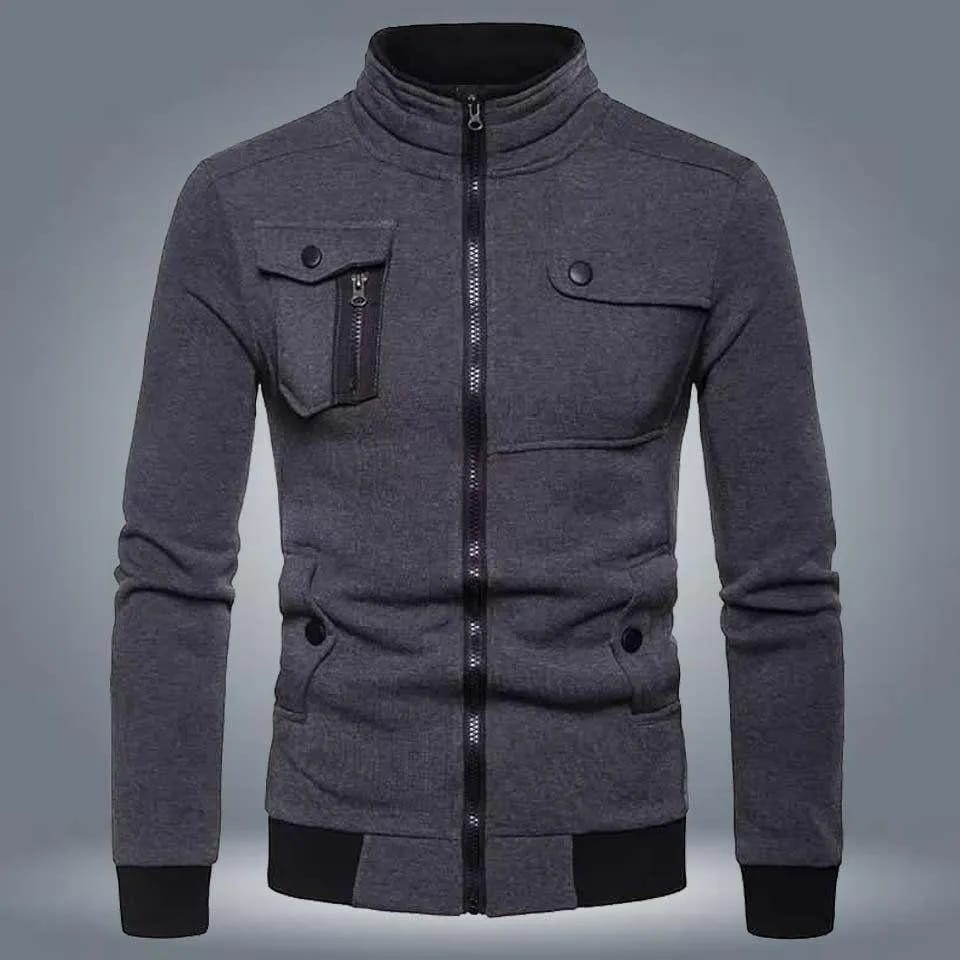 Men’s Grey Fleece Bomber Jacket – Minimal. Modern. Masculine.