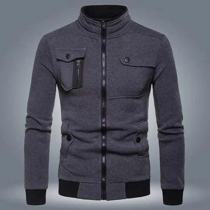 Men’s Grey Fleece Bomber Jacket – Minimal. Modern. Masculine.