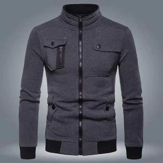 Men’s Grey Fleece Bomber Jacket – Minimal. Modern. Masculine.