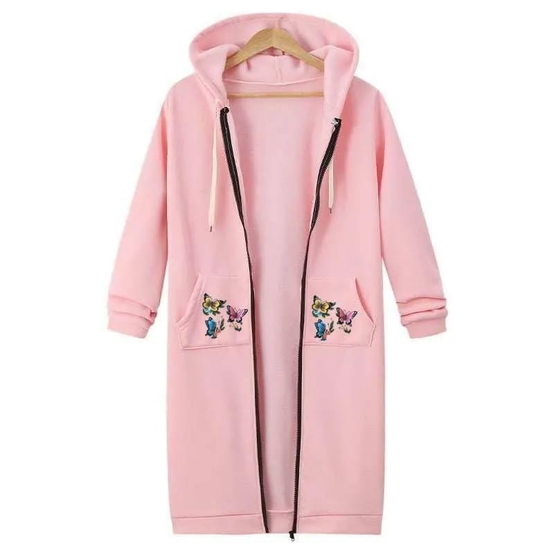 Cozy Pink Printed Fleece Hooded Sweatshirt – Winter Glam Collection