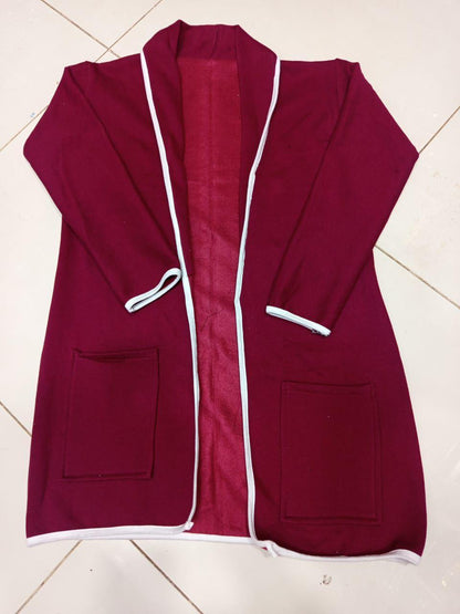 Elegant Maroon Fleece Lapel Coat – Winter Chic Collection