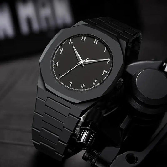 "Men’s Black Stainless Steel Analogue Watch – Bold, Sleek & Durable (Free Delivery)"