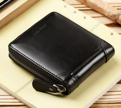 🖤 "Sleek Leather Wallet – Secure Zipper Closure, Built for Everyday Style"
