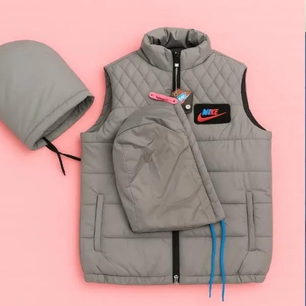 Men’s Grey Printed Parachute Sleeveless Jacket – Smart, Lightweight & Stylish