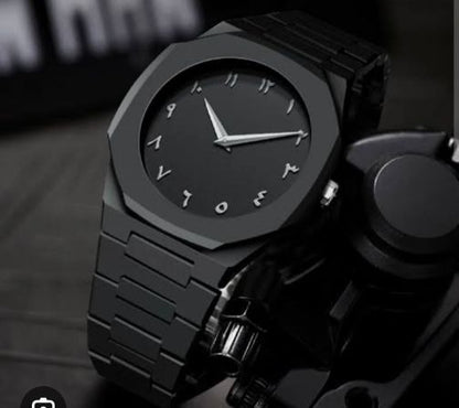 "Men’s Black Stainless Steel Analogue Watch – Bold, Sleek & Durable (Free Delivery)"