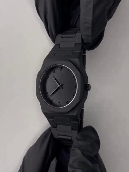 Full Black Aura Quartz Watch – Luxury Lightweight Analog Timepiece for Men