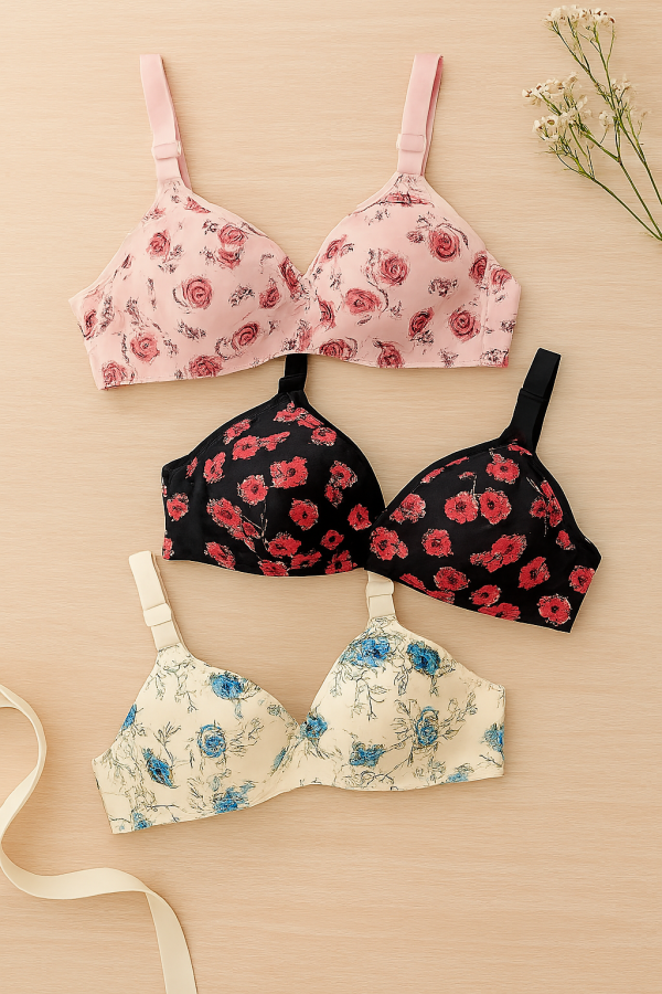 Printed Soft Cotton Padded Bra For Women