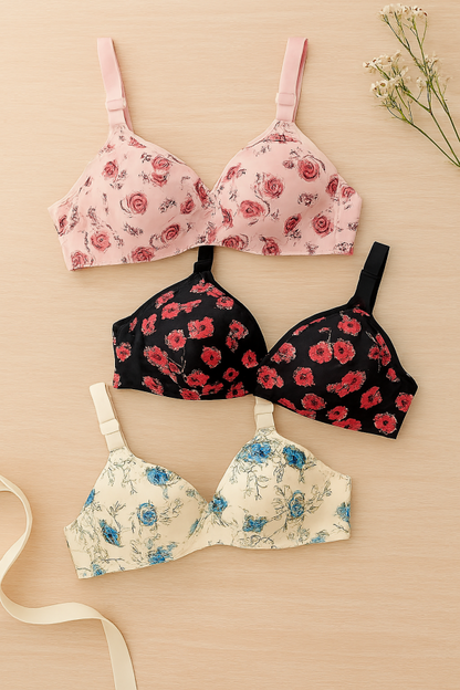 Printed Soft Cotton Padded Bra For Women