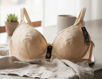 3-Piece Premium Chikan Embroidered Cotton Bra Pack